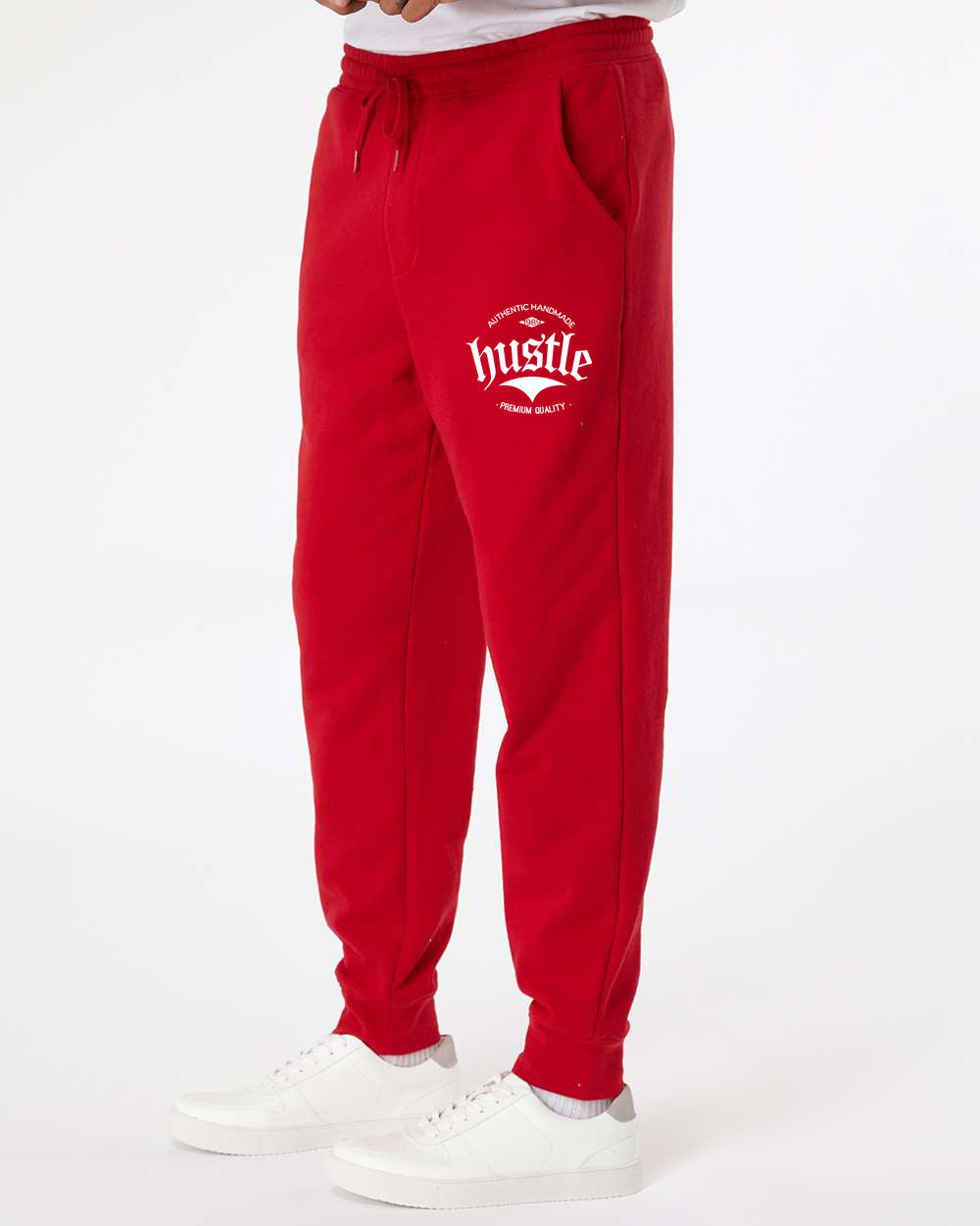 Hustle Premium Red Midweight Fleece Joggers Pants